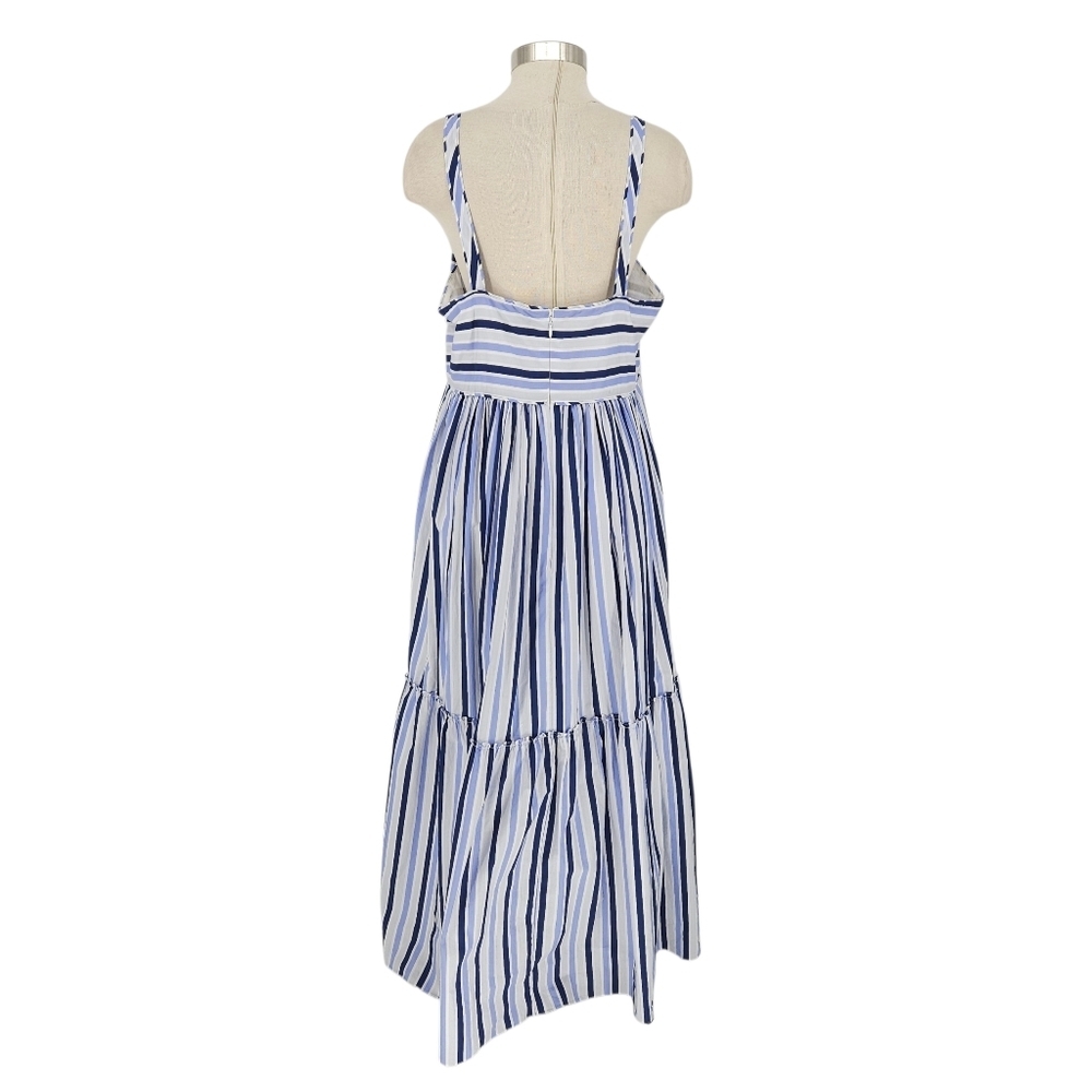 J.CREW Maxi Dress Blue Stripe Sleeveless Sweatheart Neck Zip Back 16 - Picture 4 of 8